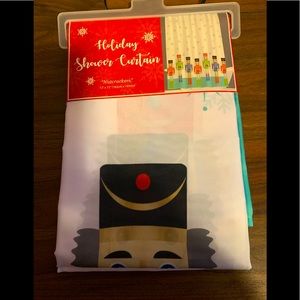 Miss Holly NWT Holiday Themed Nutcracker Shower Curtain and Hooks Dims 72” X 72”